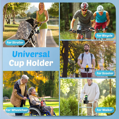 Guiseapue Cup Holder for Walker: Stroller Cup Holder Attachment with Phone Holder, Wheelchair/Stroller Accessories for Rollator, Bike, Scooter, Baby Essentials, Gifts for New Mom