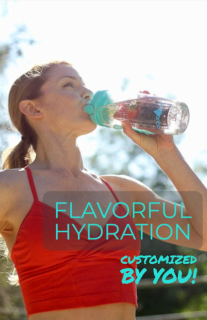 aquaFrut 32 OZ Fruit Infuser Water Bottle BPA-Free Fruit Infusion Sports Bottle - Flip Top Lid w Drinking Spout, Leak Proof, Made of Durable Tritan. Free Recipe eBook! (Teal)