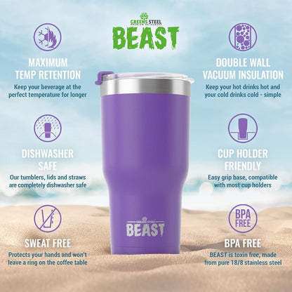 Beast 10 oz Tumbler Stainless Steel Vacuum Insulated Coffee Ice Cup Double Wall Travel Flask (Arctic White)