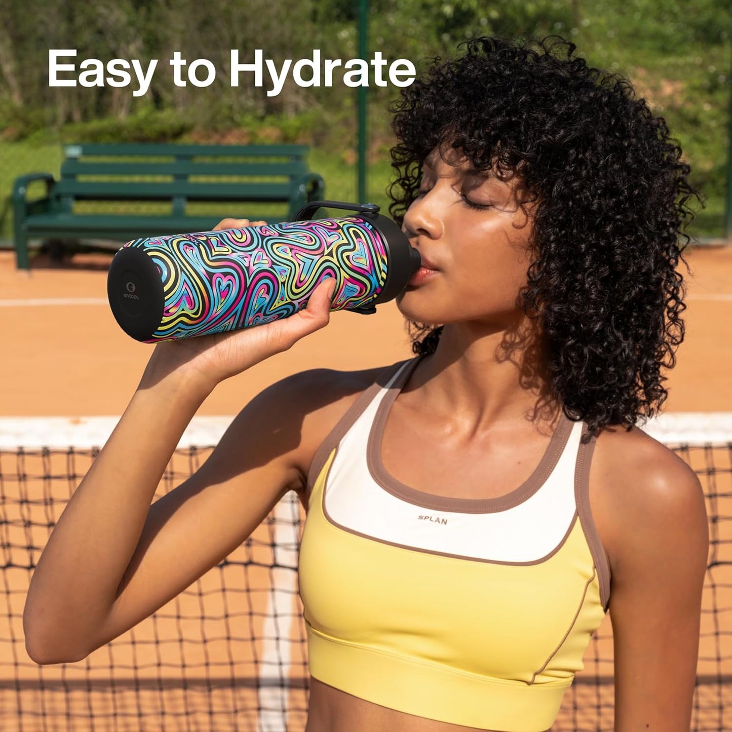 ENCOOL Insulated Water Bottle with Straw Stainless Steel Water Bottle, Leak-Proof, BPA-Free, Double Wall Vacuum Keeps Cold for 24 Hours for Sports, Travel, School (26 oz, Cotton Candy) - Colors D