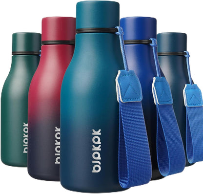 BJPKPK Insulated Water Bottles, 18 oz Stainless Steel Metal Water Bottle with Strap, BPA Free Leak Proof Jugs, Mugs, Flasks, Reusable Thermal Flasks for Sports & Travel, Black - Colors B