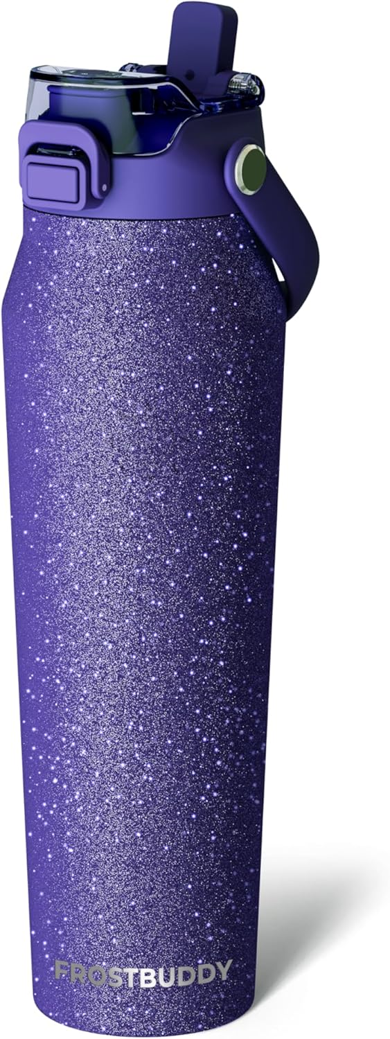 Frost Buddy 24oz Insulated Water Bottle with Straw & Chug Lid | Leak-Proof Stainless Steel | 24-Hours Cold | Sweat-Proof, Cup Holder Friendly | Ideal for Gym, Travel, Sports & Everyday Hydration - Colors B