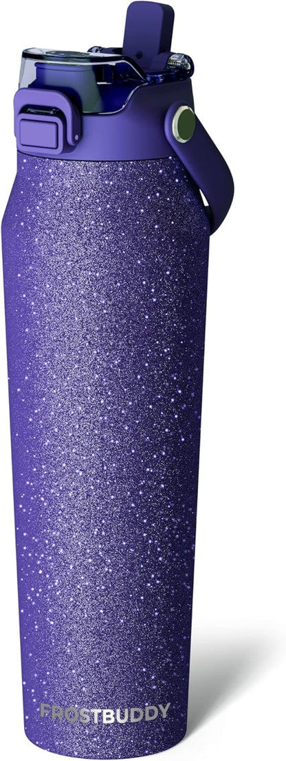 Frost Buddy 24oz Insulated Water Bottle with Straw & Chug Lid | Leak-Proof Stainless Steel | 24-Hours Cold | Sweat-Proof, Cup Holder Friendly | Ideal for Gym, Travel, Sports & Everyday Hydration - Colors B