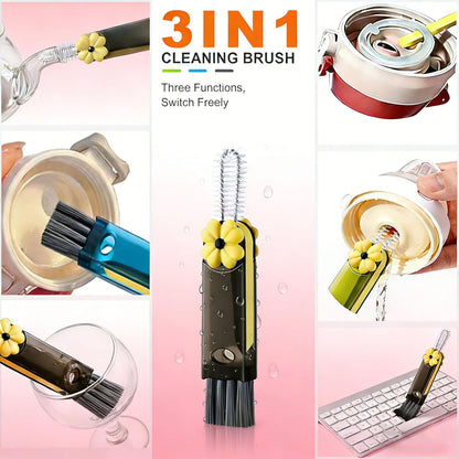3 in 1 Cup Lid Cleaning Brush - Upgraded Version Cup Lid Brush with Packaging Box, Suitable for All Types of Cups, Bottle Gaps, Portable Travel and Home Kitchen Multifunctional Cleaning Set (3pcs)