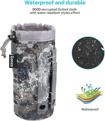 Gonex Tactical MOLLE Water Bottle Pouch, Drawstring Open Top & Mesh Bottom Travel Water Bottle Bag Hydration Carrier