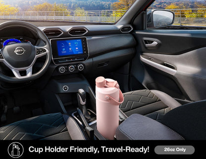 POWCAN 26 oz Insulated Water Bottle with 2-in-1 Straw and Spout Lid, Keep Cold 24H, Leak-Proof, Fits in Car Cup Holder, Stainless Steel Water Bottle for Sports, Travel, and School (Mint)