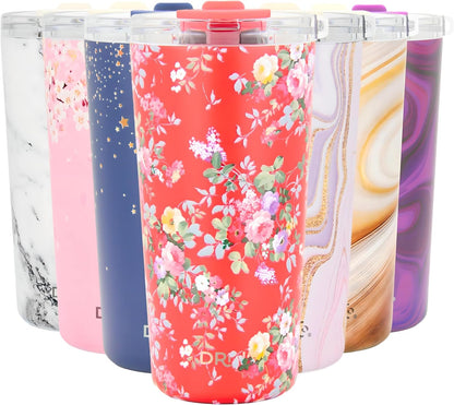 Drinco - 20 oz Stainless Steel Tumbler | Double Walled Vacuum Insulated Mug With Lid, 2 Straws, For Hot & Cold Drinks (20oz Dragonfly)