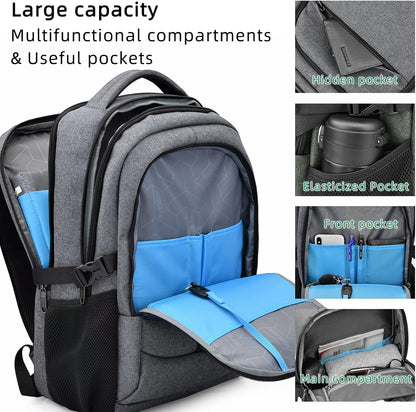 DUSLANG 17 Inch Laptop Backpack for Travel Water Resistant College Backpack for Men/Women Laptop Bag with USB Charging Port,Black - Colors A
