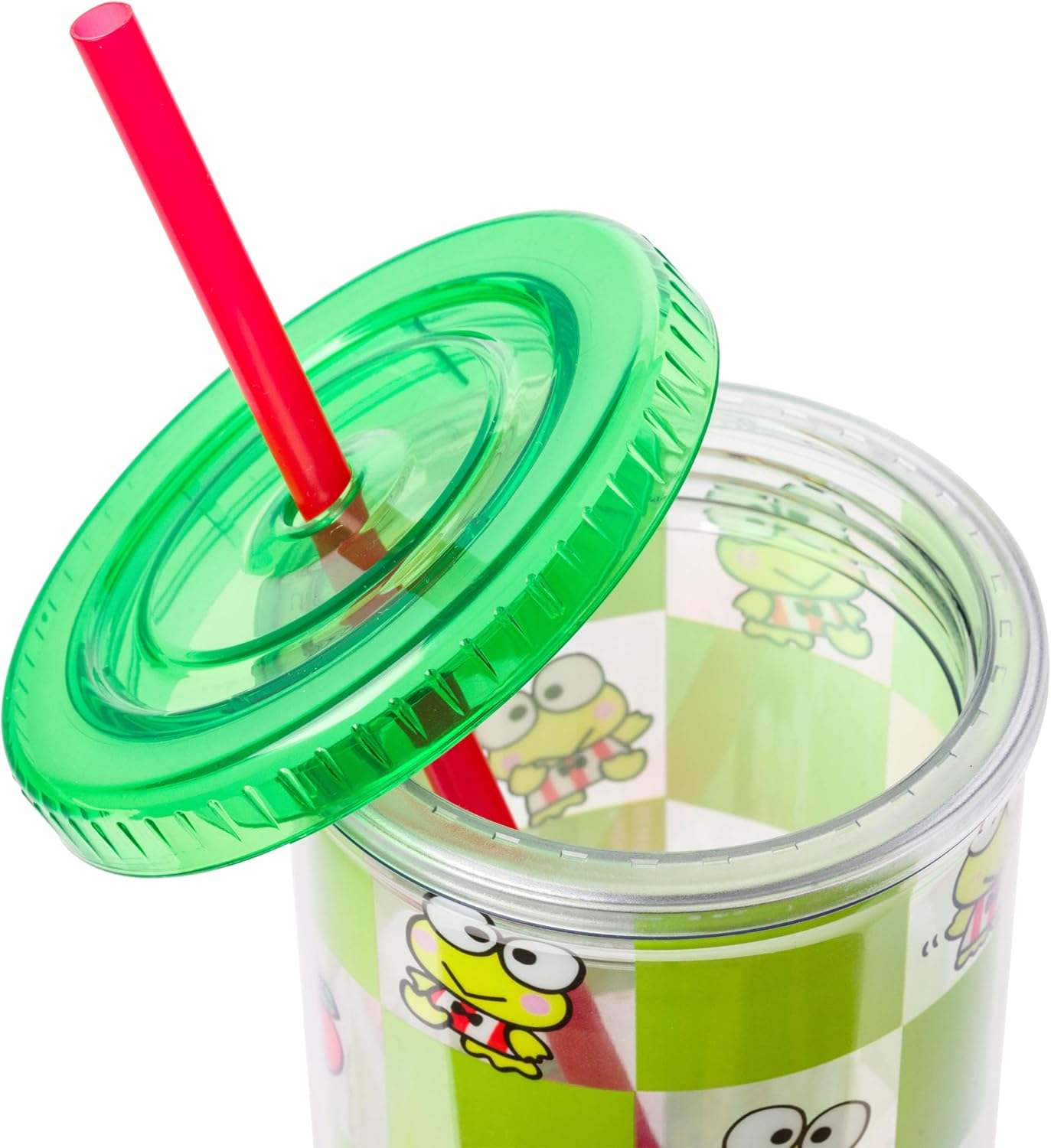 Silver Buffalo Sanrio Hello Kitty Milk Carton Pattern Plastic Boba Tumbler w Lid and Wide Straw, 24 Ounces