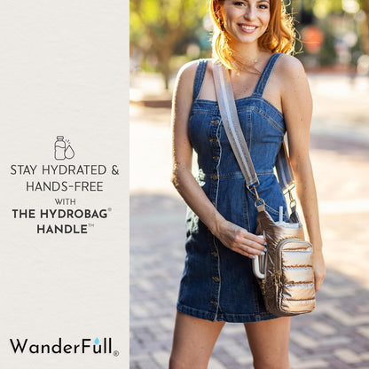 WanderFull Original HydroBag Handle® Zipper Slot for Handle, Hands-Free Crossbody Water Bottle Holder & Tumbler Accessories