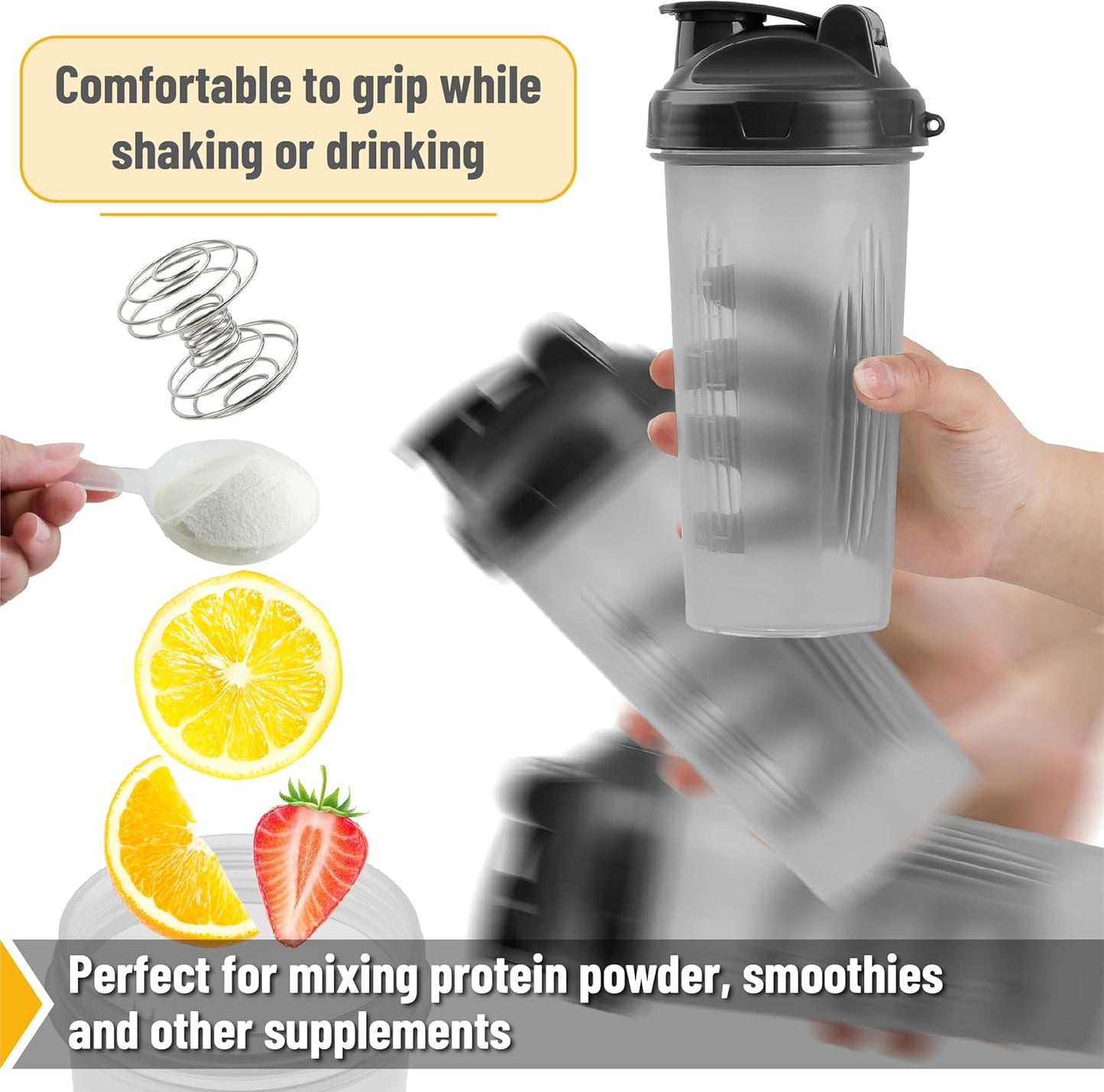 Mr. Pen- Shaker Bottles for Protein Mixes, 28 oz, Leak Proof Shaker Cups with Stainless Steel Wire Whisk Ball for Protein Shakes and Pre Workout