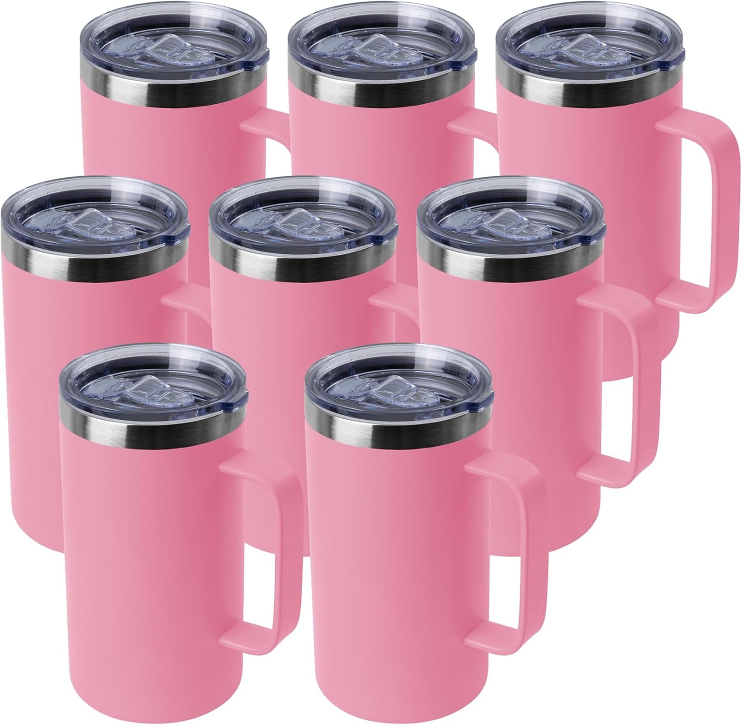 DOMICARE 24oz Mug with Handle and Lid, Stainless Steel Coffee Mug, Reusable Insulated Cup, Travel Mug with Handle, Double Wall Vacuum Coffee Tumbler for Men and Women, Black, Pack 1
