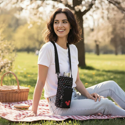 Picnic TIME Eclipse 40 oz Tumbler Tote and Crossbody Drink Carrier, Water Bottle Holder with Adjustable Shoulder Strap and Zipper Phone Pocket