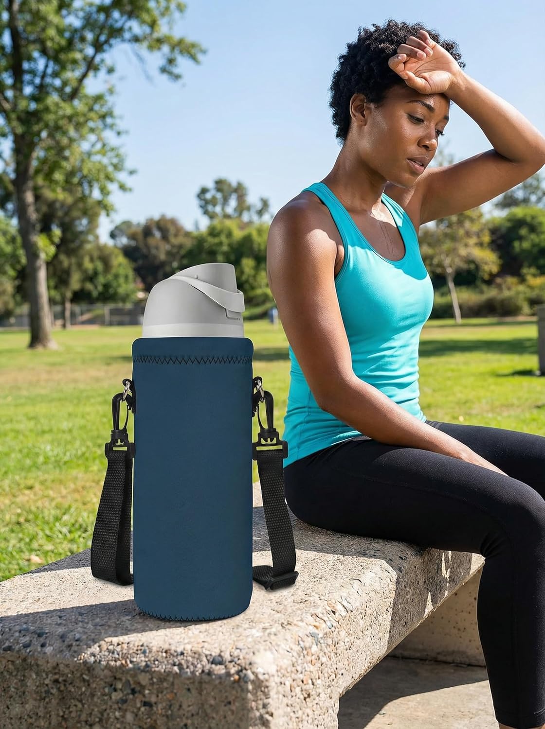 Neoprene 500ML/750ML/1000ML Water Bottle Bag Carrier, Portable Insulated Bottle Sling Holder Case Pouch with Adjustable Shoulder Strap for Men Women Walking Hiking Running