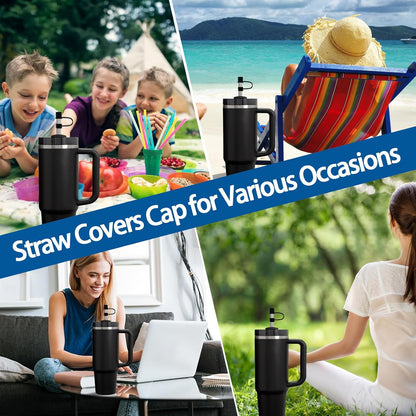 6PCS Silicone Straw Covers Cap Compatible with Stanley Cup 30&40oz Tumbler with Handle 10mm Straw Toppers，Straw Tips Lids Dust-Proof Reusable for Stanley Cup Accessories (White)