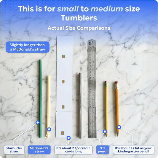 Made in USA Bywater Stainless Steel 10.5 Inch Straw Set of 2 Food Grade Premium Straws. Fits Stanley, Yeti Straw Lid, Owala and Many Others With Standard Straws. DOES NOT FIT FLIP STYLE LIDS