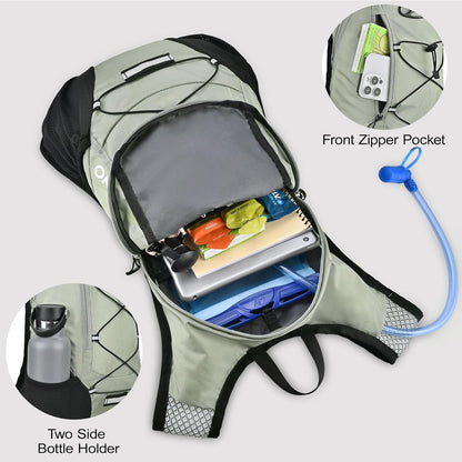 Lightweight Hydration Backpack, Running Backpack with 2L Water Bladder, Hydro Water Daypack for Cycling Hiking Rave for Men Women