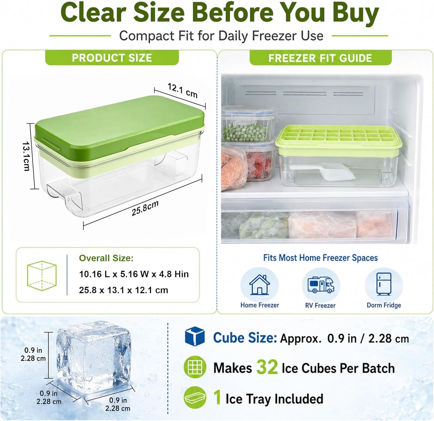 Ice Trays for Freezer with Lid & Bin, Ice Cube Tray Making 64 pcs Ice Cubes, Easy Press to Release Ice, Ice Tray with Storage Bin Chilling Cocktail Whiskey Coffee 2 Trays 1 Ice Bucket & Scoop (Black)