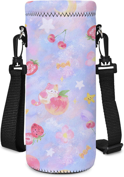 AUPET Water Bottle Sling Bag Carrier Crossbody Sleeve,Insulated Neoprene Bottle Case Holder Pouch Cover 500ML/17oz with Shoulder Strap for Walking Women Men