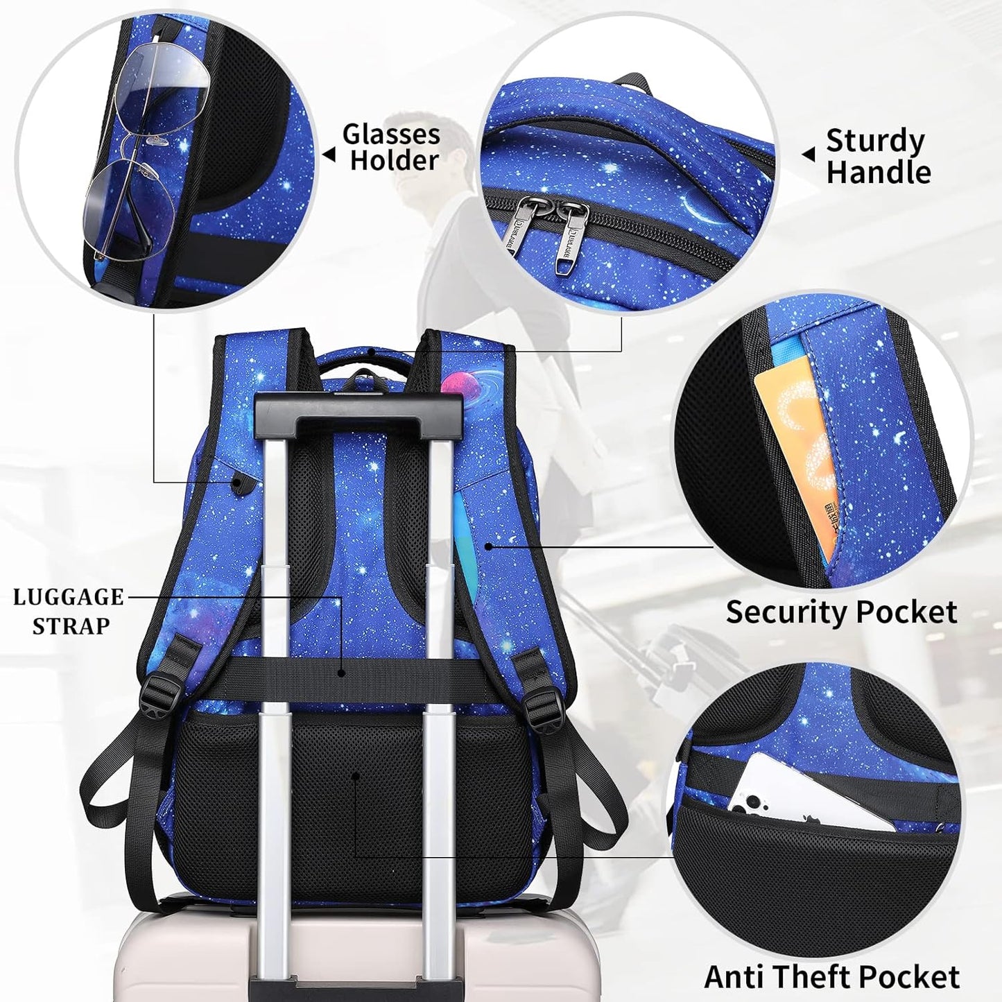 DUSLANG 17 Inch Laptop Backpack for Travel Water Resistant College Backpack for Men/Women Laptop Bag with USB Charging Port,Black - Colors A