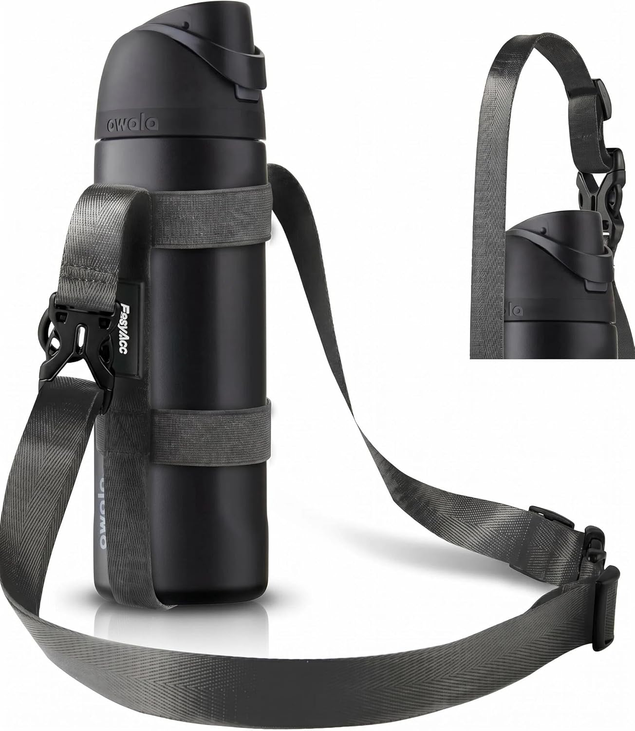 EasyAcc Water Bottle Holder Strap Sling, for Owala FreeSip 24 32 40 oz, Hydro Flask, Cirkul, Yeti, Stanley Flip, Universal Water Bottles, with Carabiner, for Walking Curise Travel (Bottle Excluded)