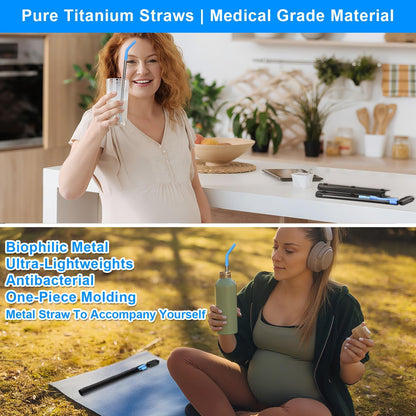 Reusable Stainless Steel Straws Set 6 PCS with 6 Silicone Tips, 2 Straw Brush, 1 Storage Case, Different Sizes of Metal Straws Reusable, Suitable for 14, 20, 30 oz Cups Tumbler, for Hot/Cold Drinks