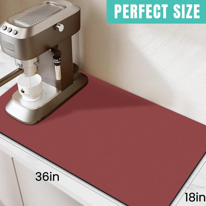WISELIFE Coffee Mat Super Absorbent Dish Drying Mat Coffee Bar Accessories Match with Machine Large Drying Mats for Kitchen Counter 12" W x 19" L, Black