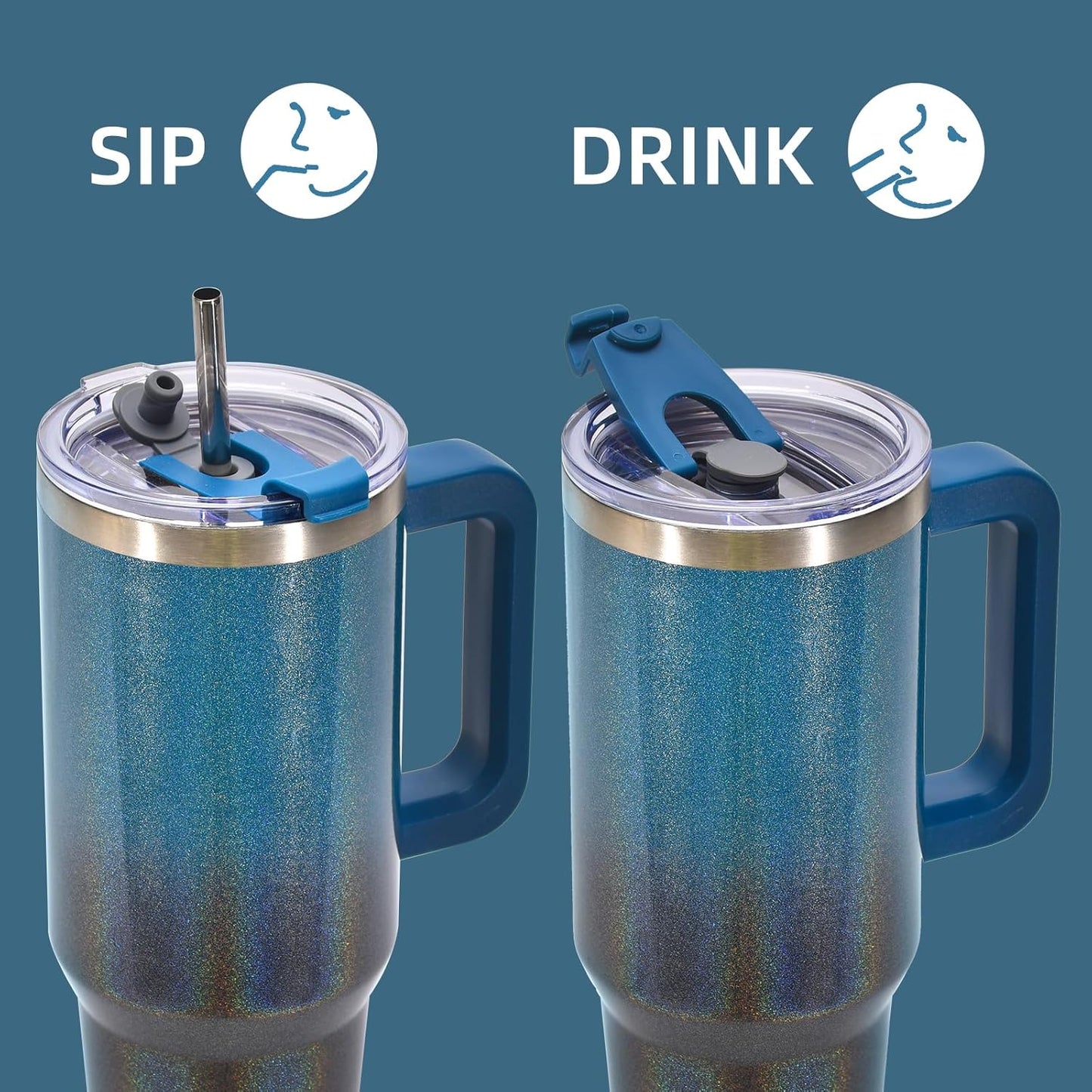 40 oz Tumbler with Handle,Tumbler with Lid and Straw,Double Wall Insulated Cup Stainless Steel Travel Mug(Cold for 34 Hours),Water Bottle for Iced Tea,Coffee,Cold Beverages(Purple)