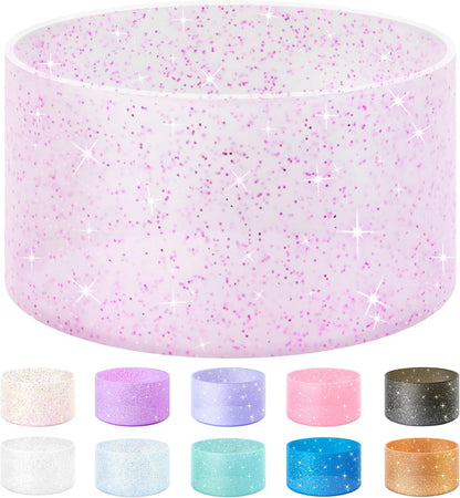 Vmini Protective Glitter Silicone Boot, Compatible with Stanley Tumbler 20-40oz & Hydro Flask Water Bottle 12-24oz and More Bottles/Tumblers with 2.8-2.95in Bottom, Bling Anti-Slip Sleeve Cover