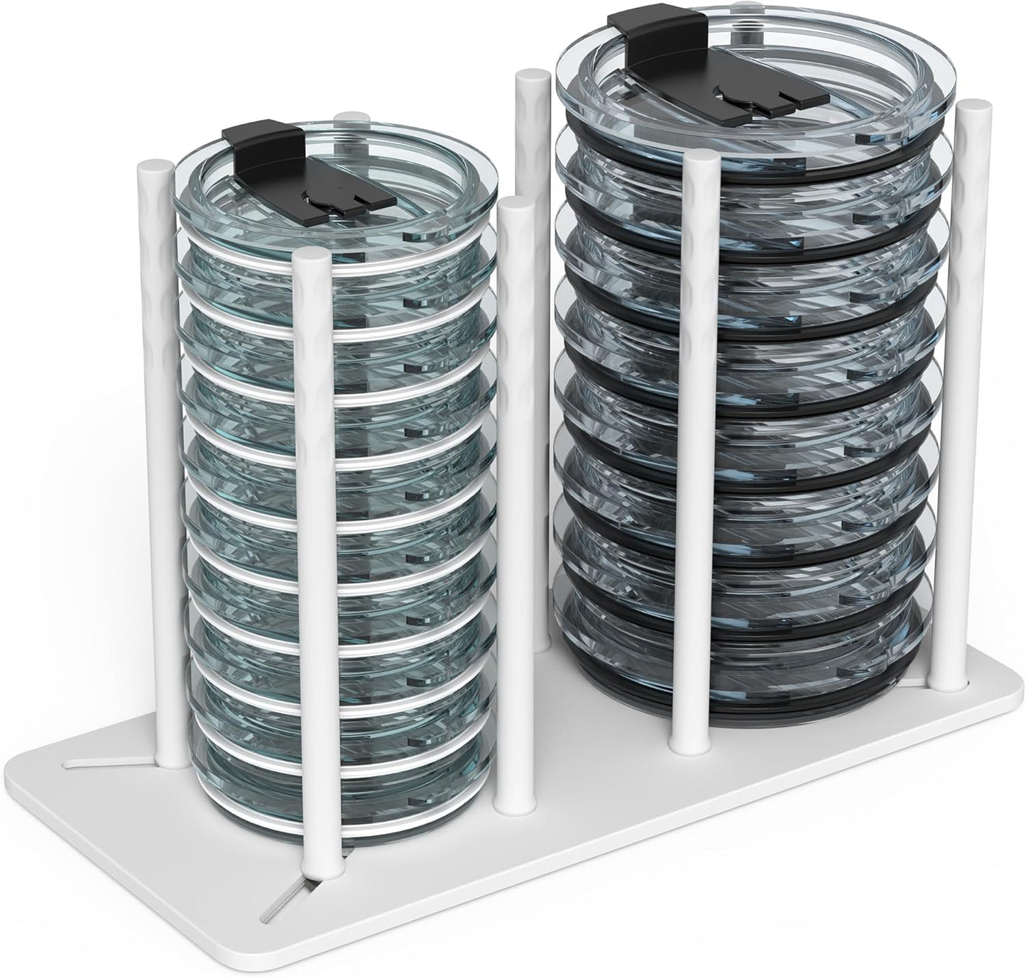 Adjustable Tumbler Lid Organizer - Holds up to 16 Lids, Disposable Cup and Lid Holder, Baby Bottle Drying Racks, Mason Jar Lids Holder,Clutter-Free Kitchen Cabinets,ABS Plastic