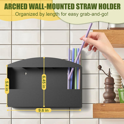 MyLifeUNIT Straw Holder for Cabinet Door, Metal Straw Dispenser Organizer Wall Mount with Double Sided Adhesive Tape, Compatible with Tumbler Straws and Coffee Stirrers
