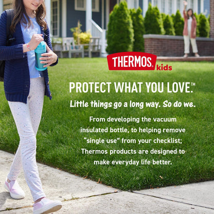 THERMOS FUNTAINER Water Bottle with Straw - 12 Ounce - Kids Stainless Steel Vacuum Insulated Water Bottle with Lid, Bluey - Colors A