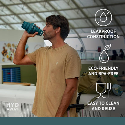 HYDAWAY 25oz Collapsible Travel Water Bottle - BPA-Free, Leakproof, Lightweight, Space-Saving - Perfect for Hiking, Travel, and All-Day Hydration