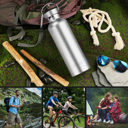 TRIPLE TREE 34 OZ Uninsulated Single Walled Stainless Steel Sports Water Bottle 18/8 Food Grade for Cyclists, Runners, Hikers, Beach Goers, Picnics, Camping - BPA Free