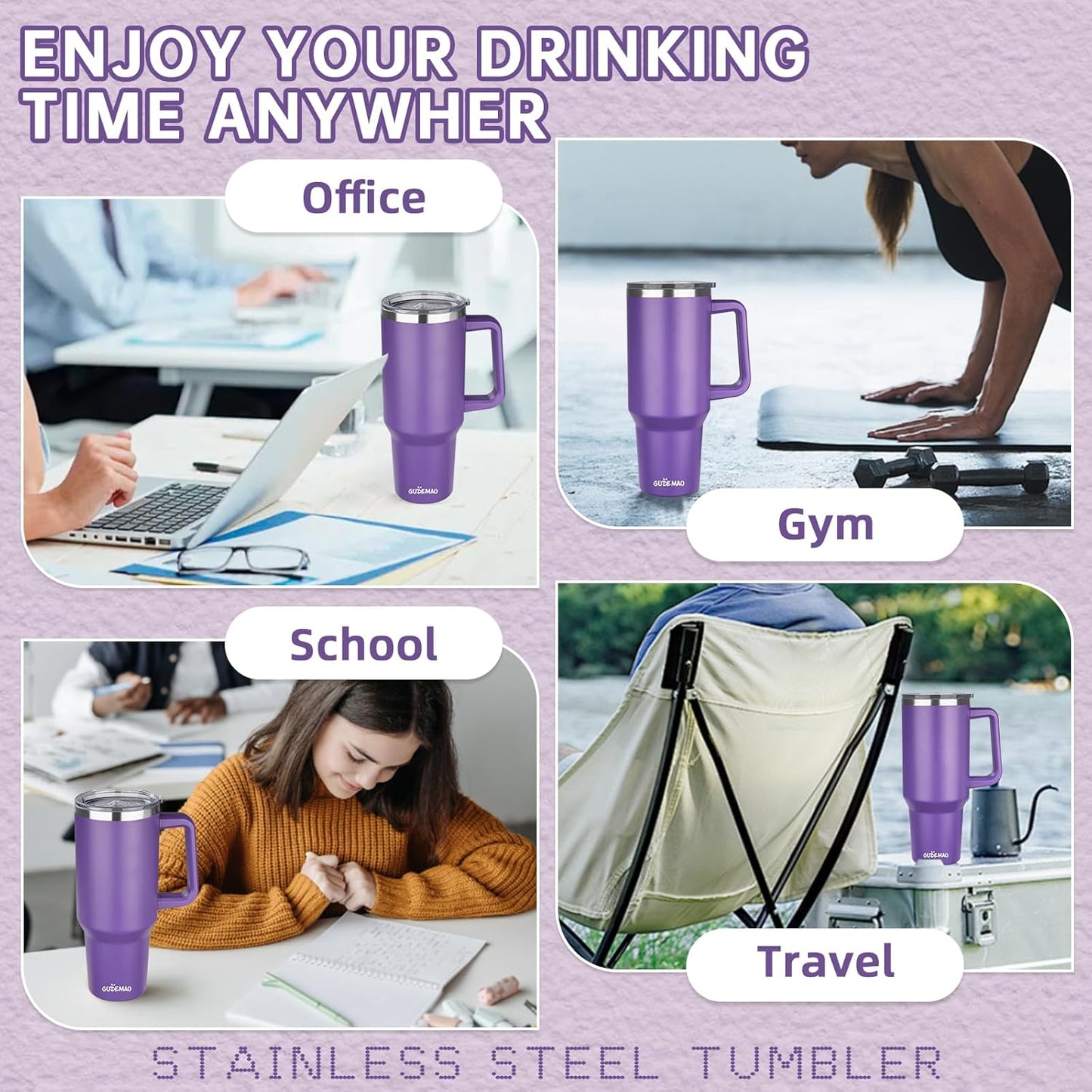 20 oz Insulated Coffee Mug with Ceramic Coating, Stainless Steel Travel Mug Tumbler with Handle Lid and Straw, Double Wall Leak-Proof Coffee Travel Mug Keeps Drink Hot and Cold (Black)
