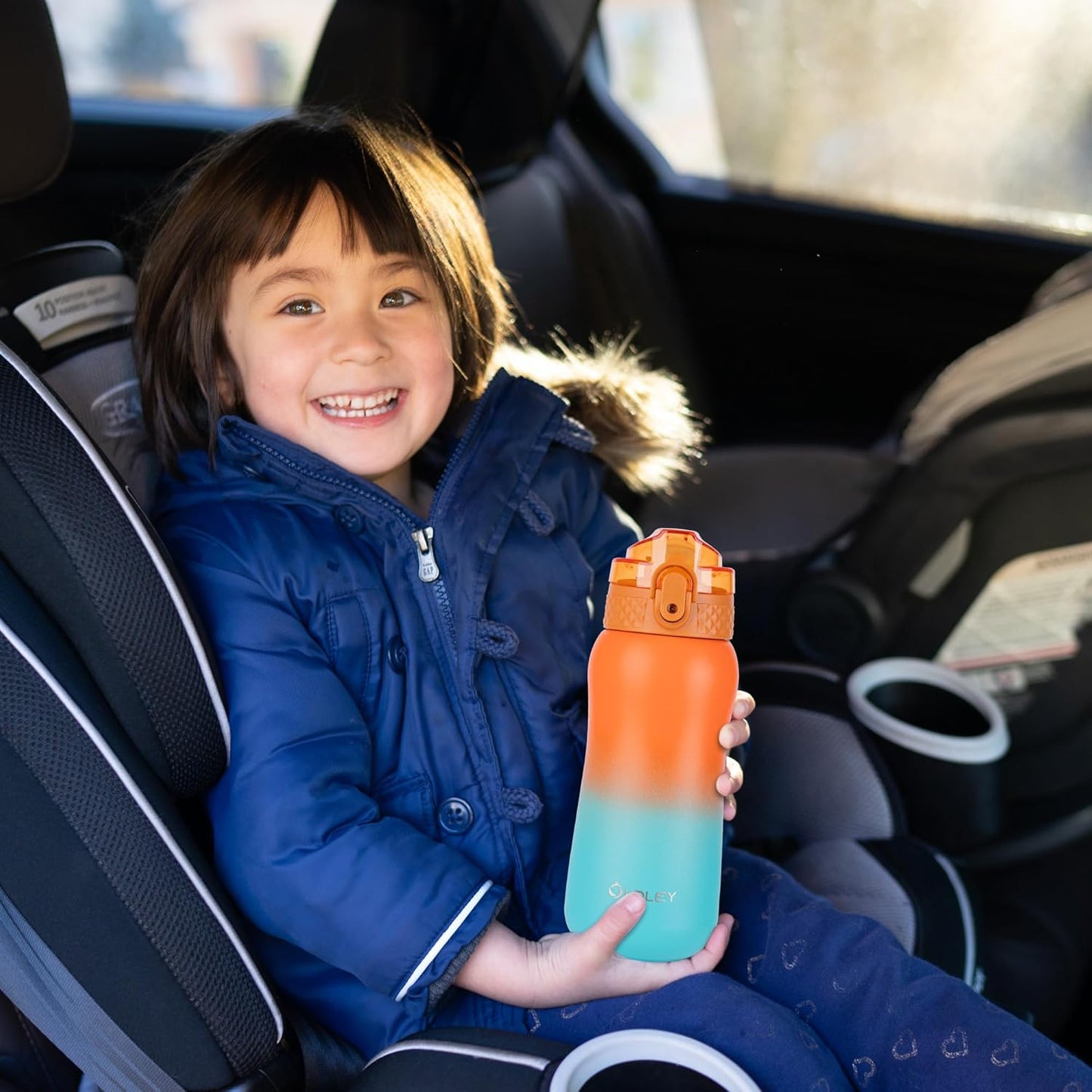 Oldley Insulated Water Bottle 20oz for Adults Kids Stainless Steel Water Bottles with Straw/Chug/Carabiner 3 Lids Fruit Strainer Double Wall Vacuum Wide Mouth BPA Free Leak-Proof for School Travel