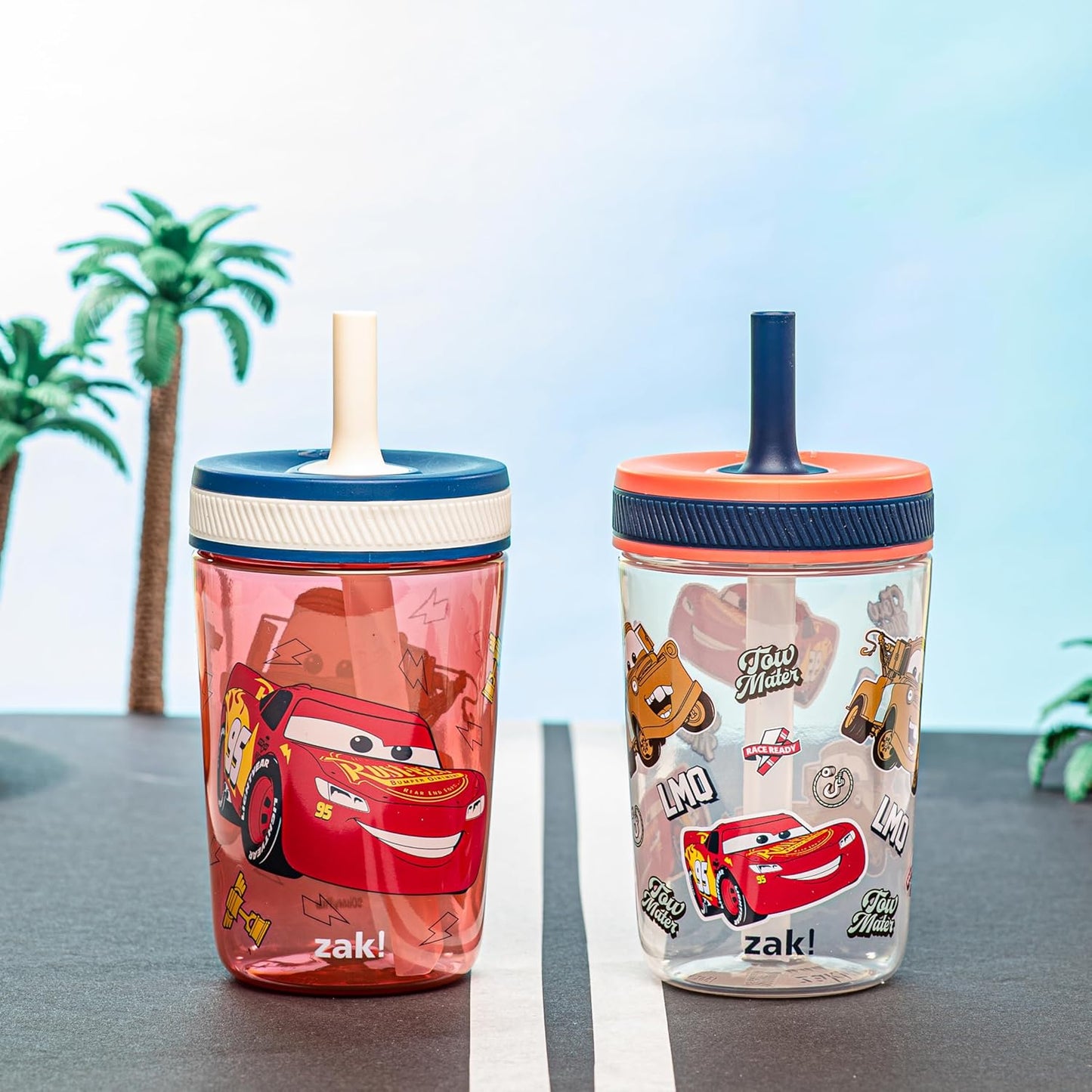 Zak Designs 15oz Bluey Kelso Tumbler Set, Leak-Proof Screw-On Lid with Straw Made of Durable Plastic and Silicone, Perfect Bundle for Kids, 2 Count (Pack of 1) - Colors A
