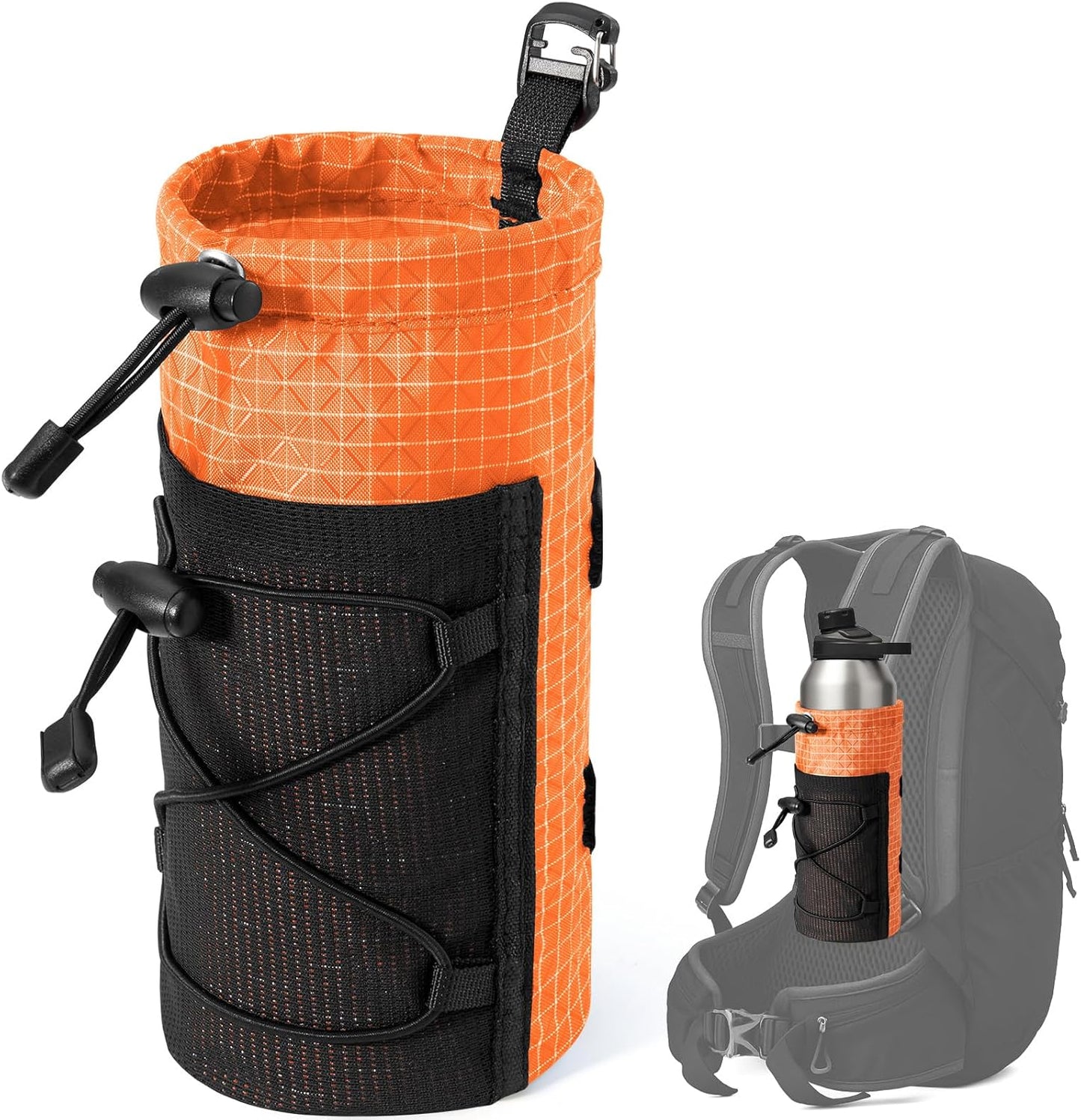 Large Water Bottle Holder Pouch Bag, Backpack Water Bottle Holder Mesh Bag Carrier Fits for 10-32oz Bottles, Heavy-Duty Water Bottles Holder Accessories for Hiking, Sports, Travel, Outdoor