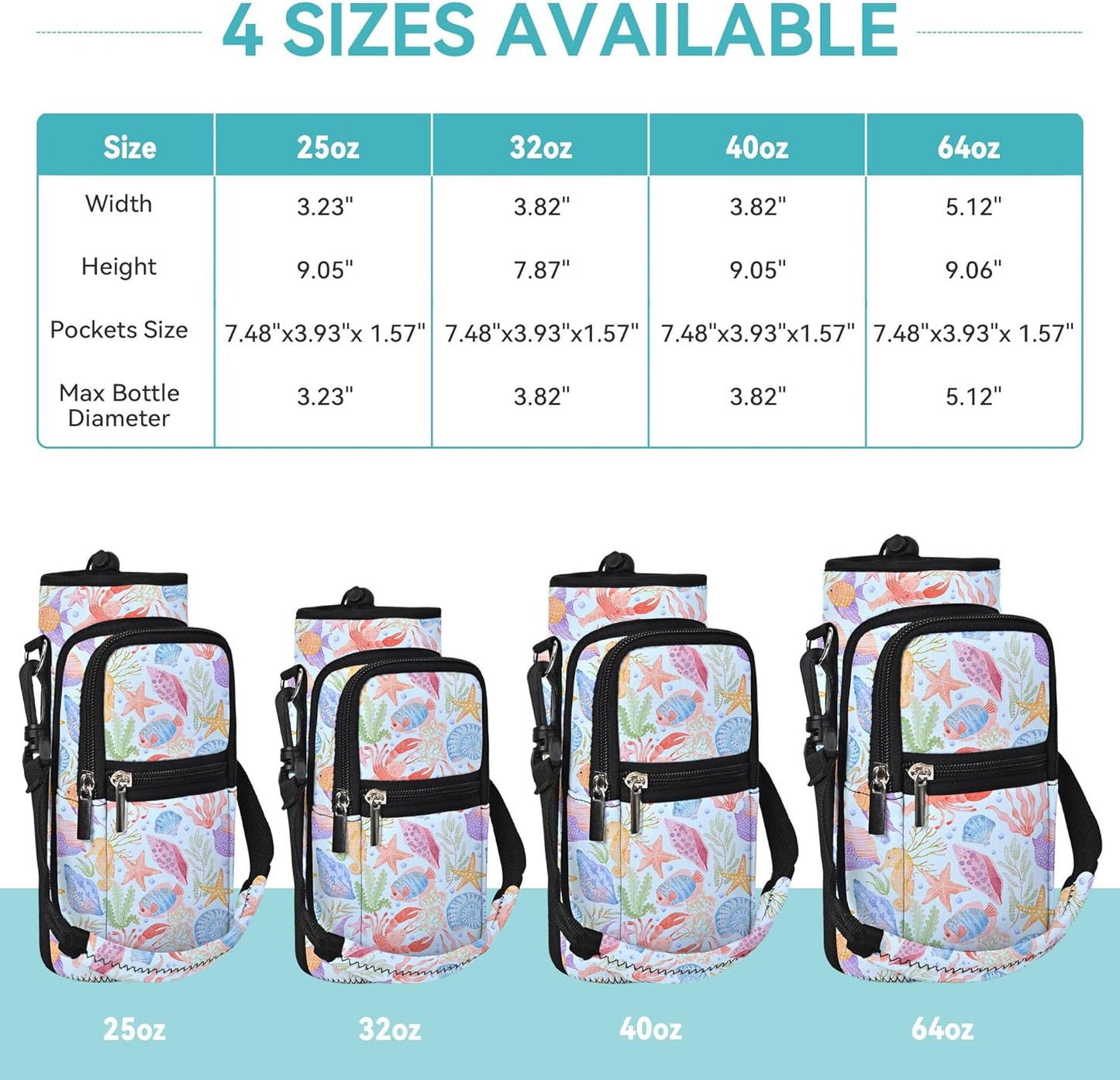 icolor Water Bottle Carrier Bag with Strap 25/32/40 oz Crossbody Bottle Holder with Phone Pocket Sling Sleeve Insulated Neoprene Water Bottle Pouch for Walking Travelling