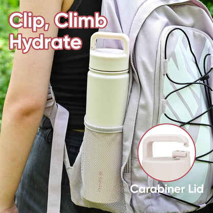 KEWIXY 32 oz Insulated Water Bottle, 2-in-1 Lid, Straw & Spout with Protected, Leak Proof, Keep Cold, Stainless Steel, Metal, Reusable, Handle, for Outdoor, Gym and School, 2 Lids, Blush Pink