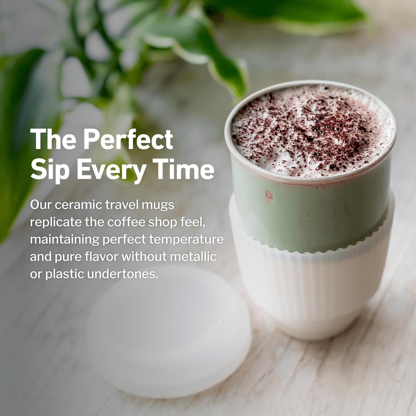 NOVA CERAMICS Coffee Tumbler – Travel Mug - On the Go Coffee Mug – Microwave & Dishwasher Safe Green Coffee Tumbler - Gifts For Women Men Him Her – 16oz – Monsoon