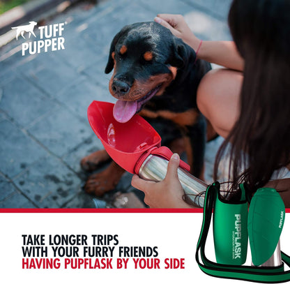 Tuff Pupper PupFlask Insulated Neoprene Dog Water Bottle Holder Sling with Wide Adjustable Shoulder Strap, Great for Travel, Walking, Hiking, Portable Pet Water Bottle Holder (40 OZ, Nebulas Blue)