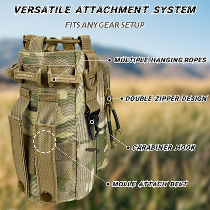 Water Bottle Holder with Strap - Tactical Insulated Water Bottle Sleeve with MOLLE System Water Bottle Cover Cross-Body Pouch for Walking Hiking Camping Gym 32oz&40oz
