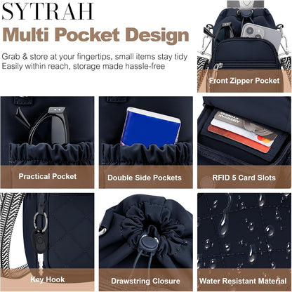 SYTRAH Water Bottle Carrier Bag with Strap, Water Bottle Purse with Phone Pocket 40oz for Walking Hiking