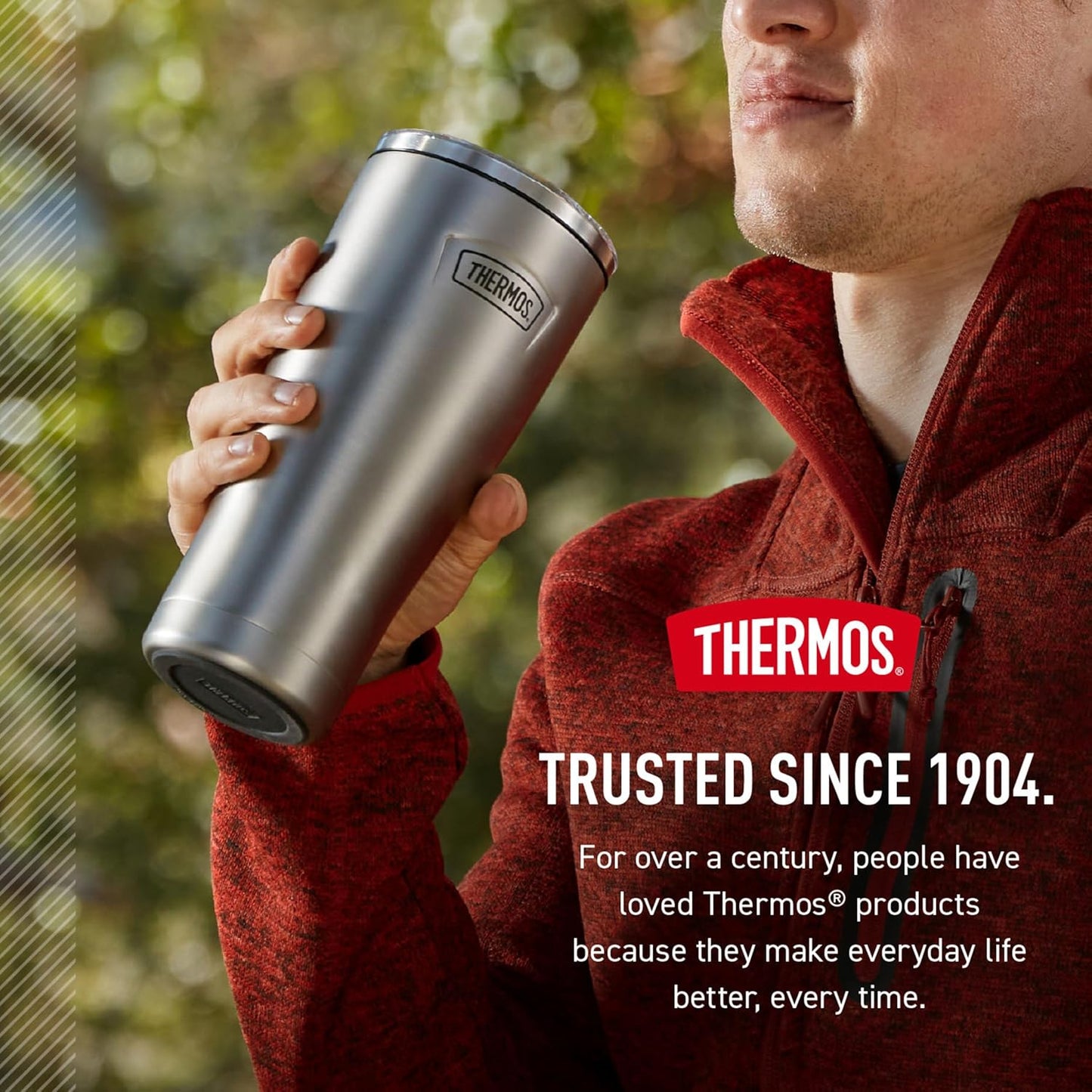 THERMOS ICON SERIES, Stainless Steel Tumbler with Slide Lock, 18 Ounce, Mystic Navy