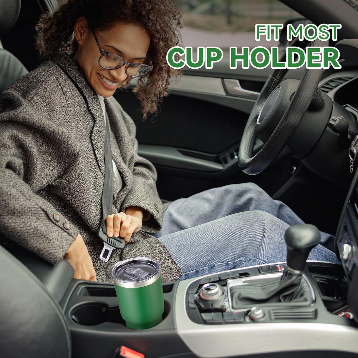 30 oz Tumbler with Lid Stainless Steel Tumblers Vacuum Insulated Cup Reusable Powder Coated Travel Mug Double Wall Leak Proof Portable Cups Keep Cold Drinks for 12 Hours, Stainless, 1 Pack