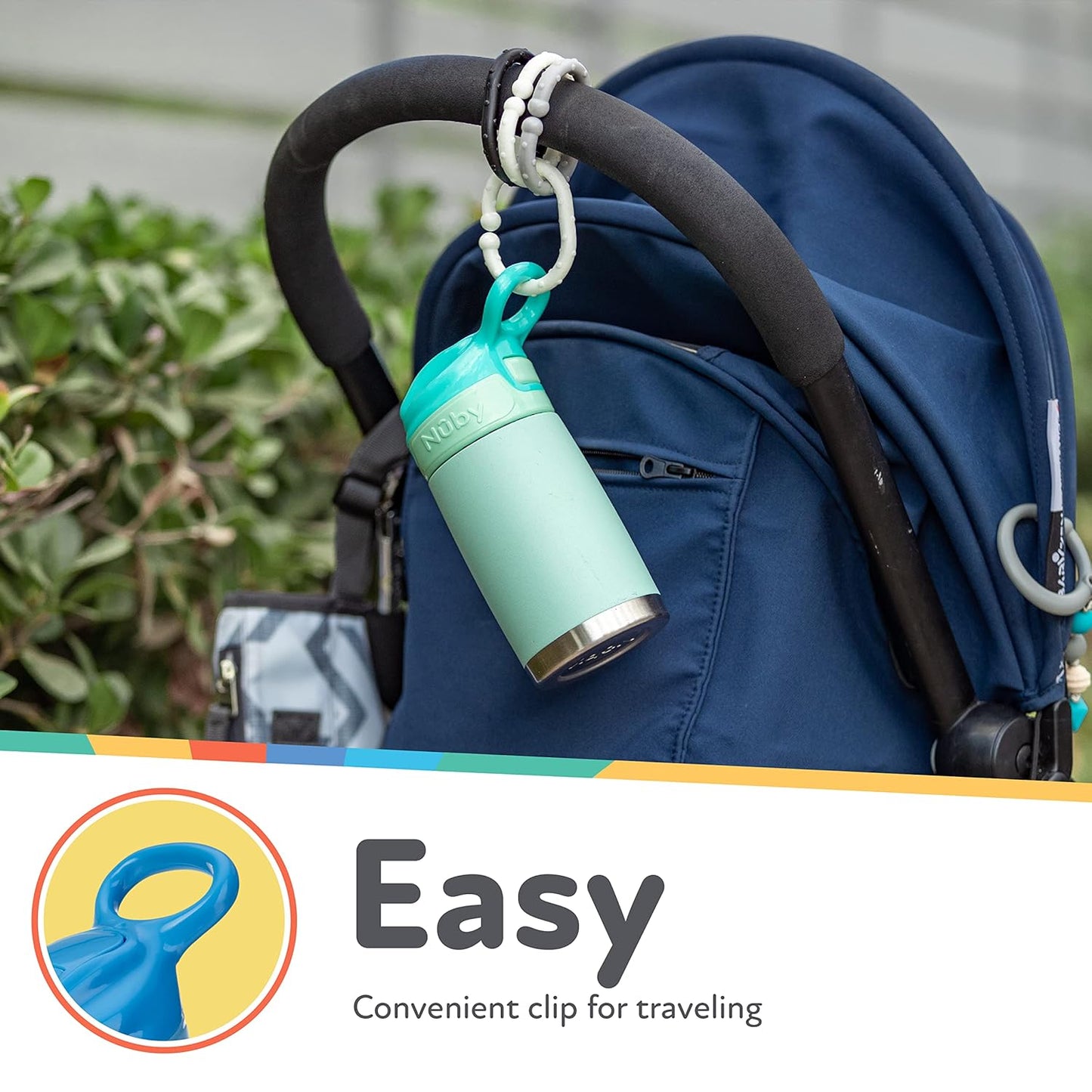 Nuby Thirsty Kids No Spill Flip-It Reflex Stainless Steel Travel Cup or Water Bottle - 10 Oz - 18+ Months - Blue - Back to School Essentials