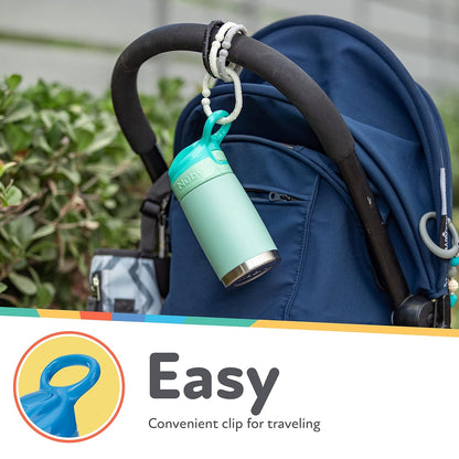 Nuby Thirsty Kids No Spill Flip-It Reflex Stainless Steel Travel Cup or Water Bottle - 10 Oz - 18+ Months - Blue - Back to School Essentials