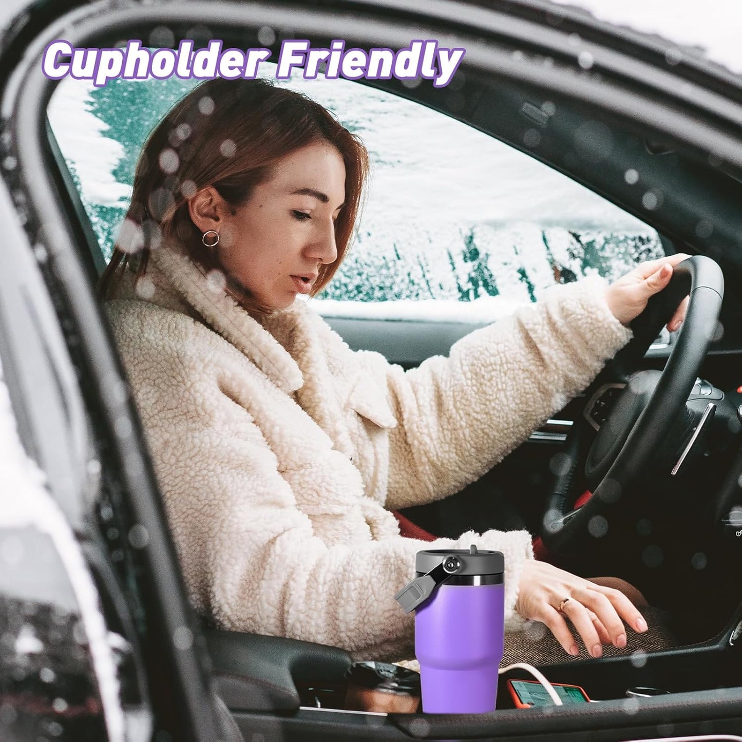30 oz Tumbler with Handle and Straw Lid, Double Walled Vacuum Insulated Water Bottle Leakproof Tumbler Travel Coffee Mug Thermal Cup, Cupholder Friendly for Office, Home, Sport, Pink
