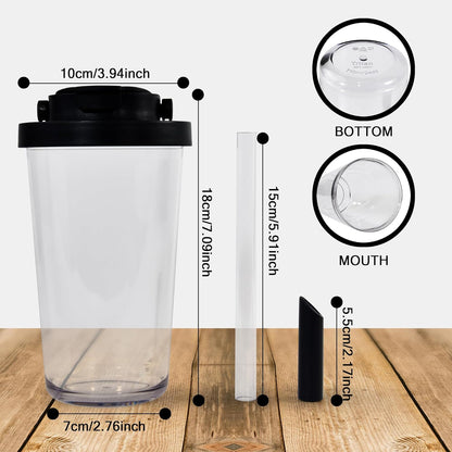 sweet grain Reusable Boba Cup - 24oz Tritan Boba tumbler with Lid and Straw, BPA Free Leakproof Bubble/Boba Tea Cup with Carry Handle for Ice Coffee Smoothies - Black